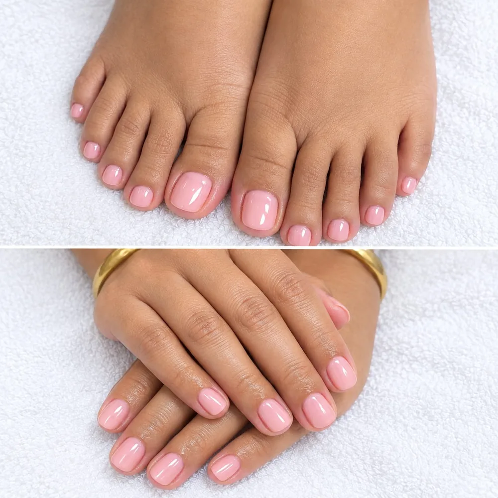 Pink nail finish at KriGra Spa