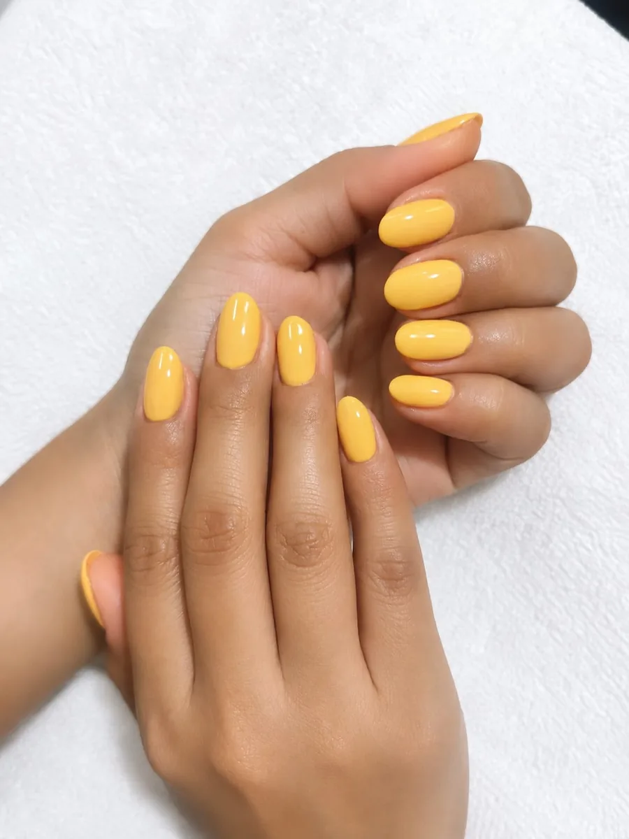 Yellow nail finish at KriGra Spa